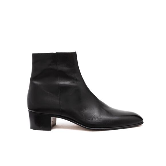 ALESSANDRO VASINI SONNY 40MM ANKLE ZIP BOOT IN BLACK CALFSKIN 43.5/US10.5 - Picture 4 of 14